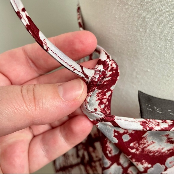 Vintage Y2K Natori Satin Maxi Slip Dress Red and Silver Size Small - Picture 5 of 8